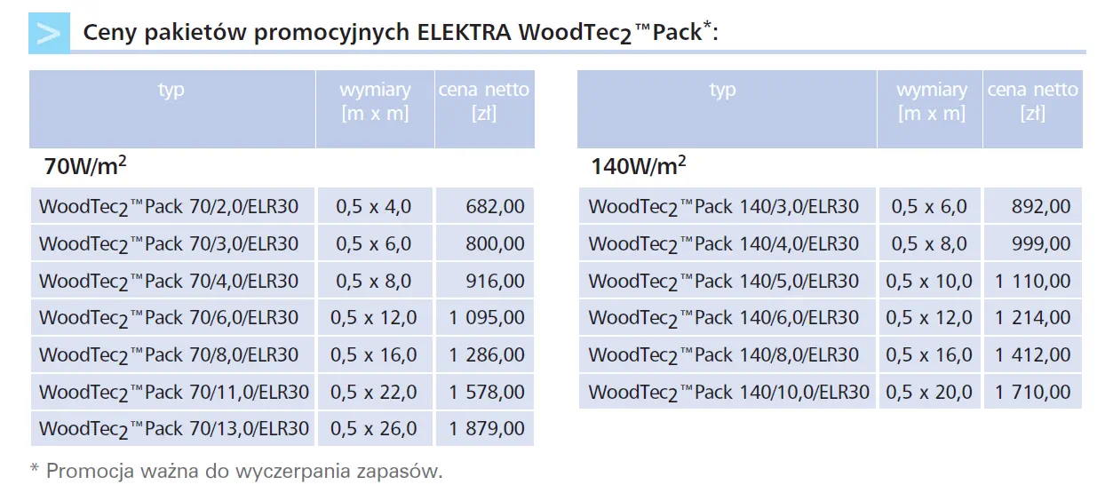 Cennik Woodtec Elektra